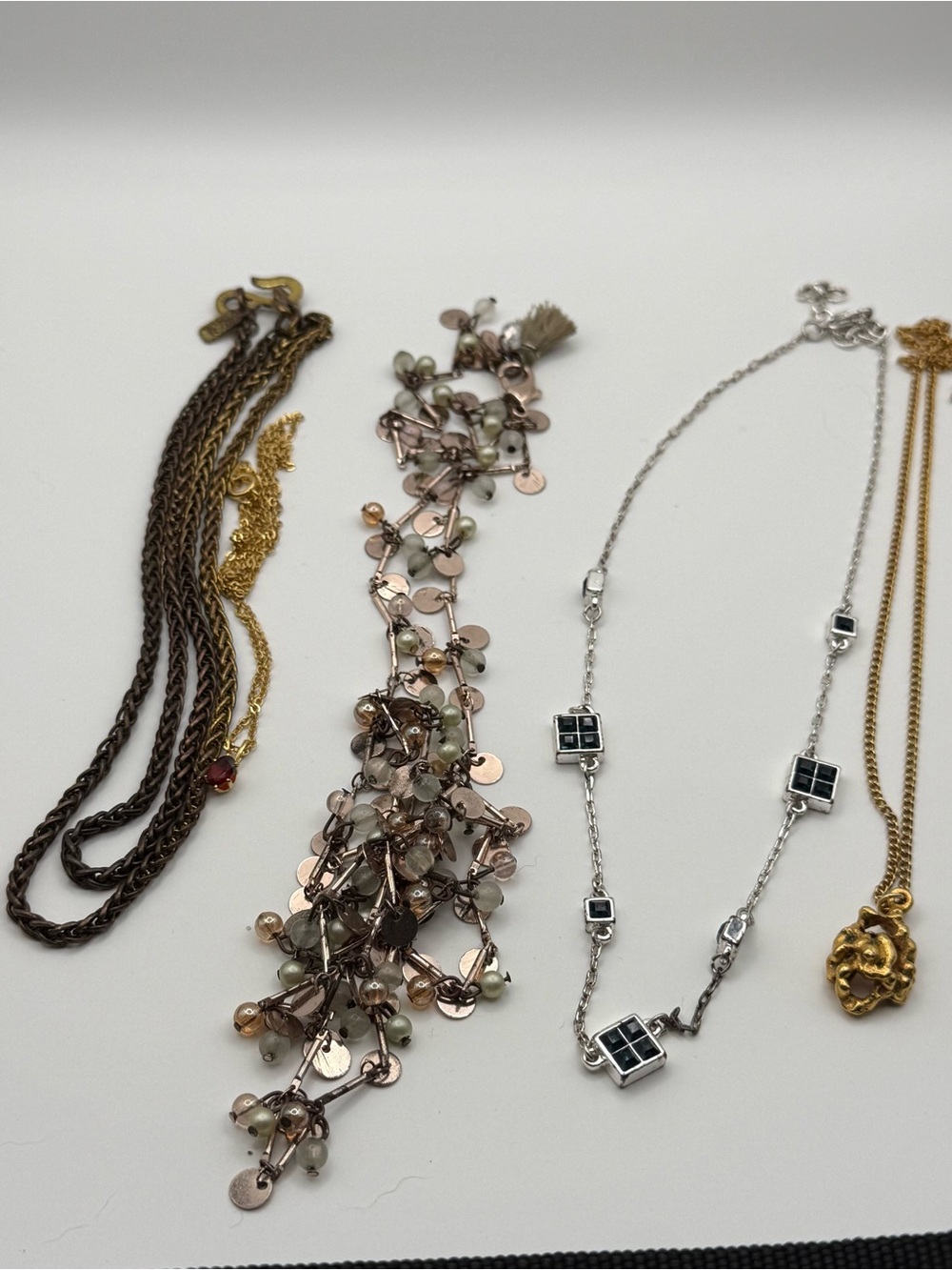 Set of four Multi-Tone Beaded Cluster Necklace